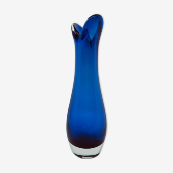 Vase en verre bleu canard scandinave Bill Bud
