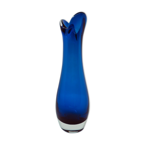 Vase en verre bleu canard