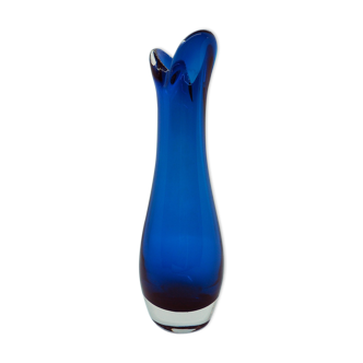 Vase en verre bleu canard scandinave Bill Bud