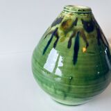 Signed ceramic green vase