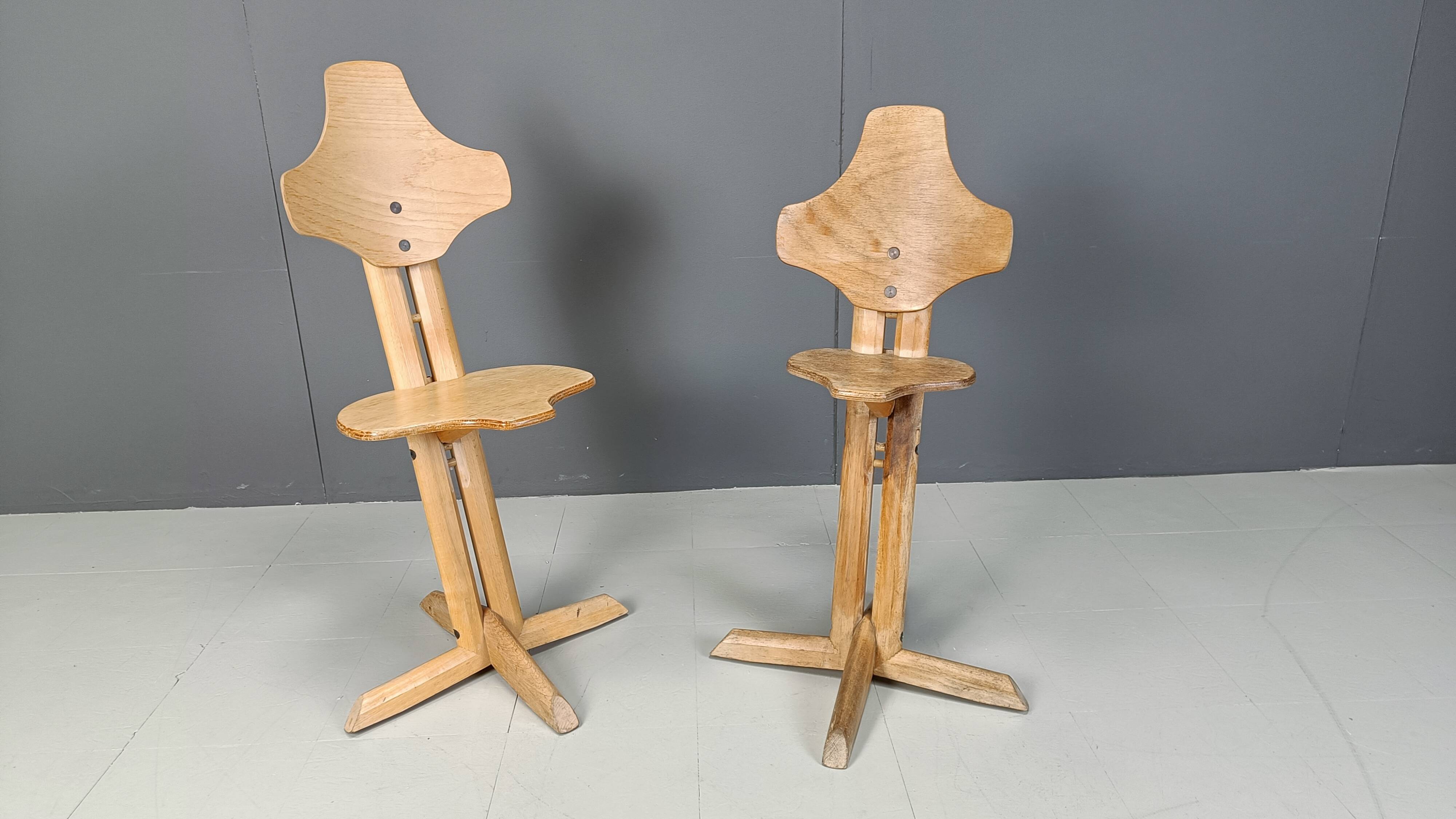 Pair of plywood ergonomical chairs by Rybo, 1970s