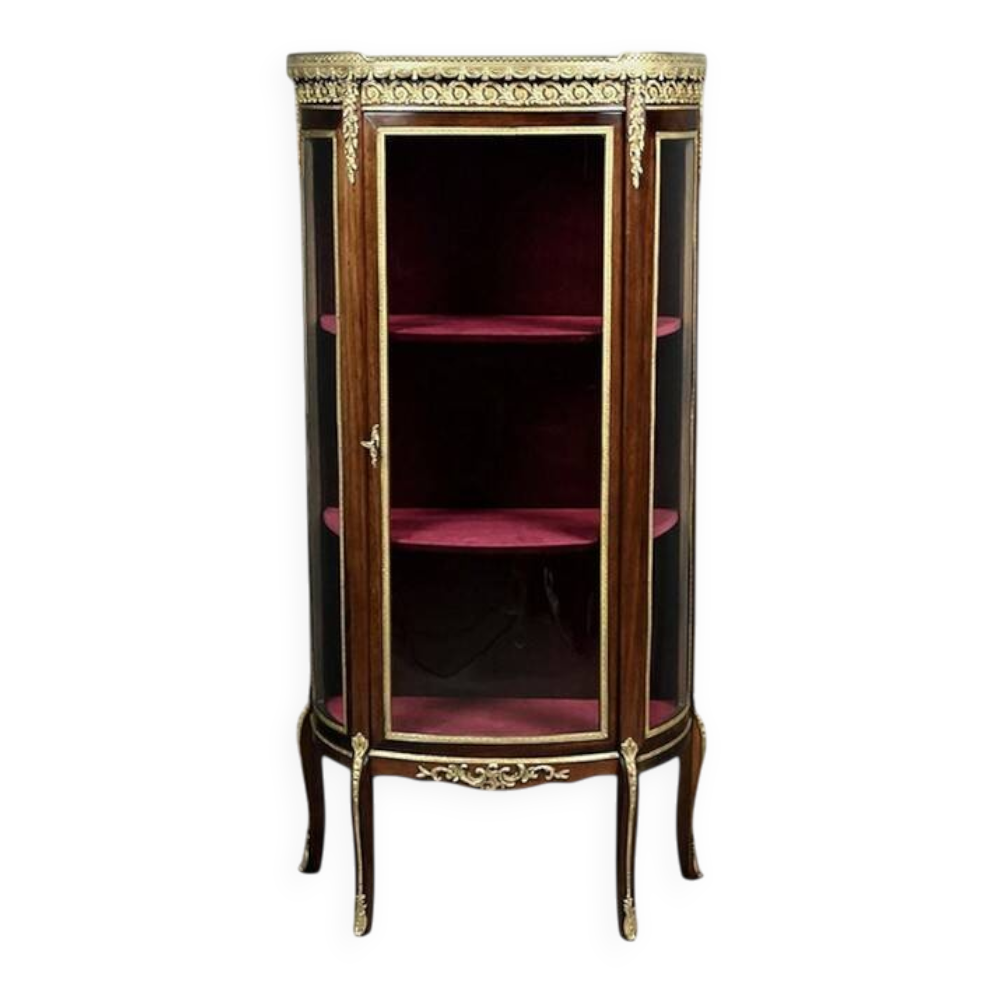 Small mahogany display cabinet, Louis XV to Louis XVI transition style – early 20th century.