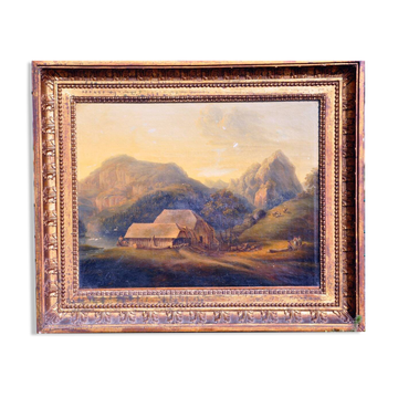 19th century oil on canvas in a First Empire style frame