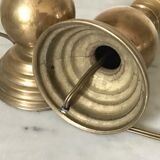 Pair of brass lamps
