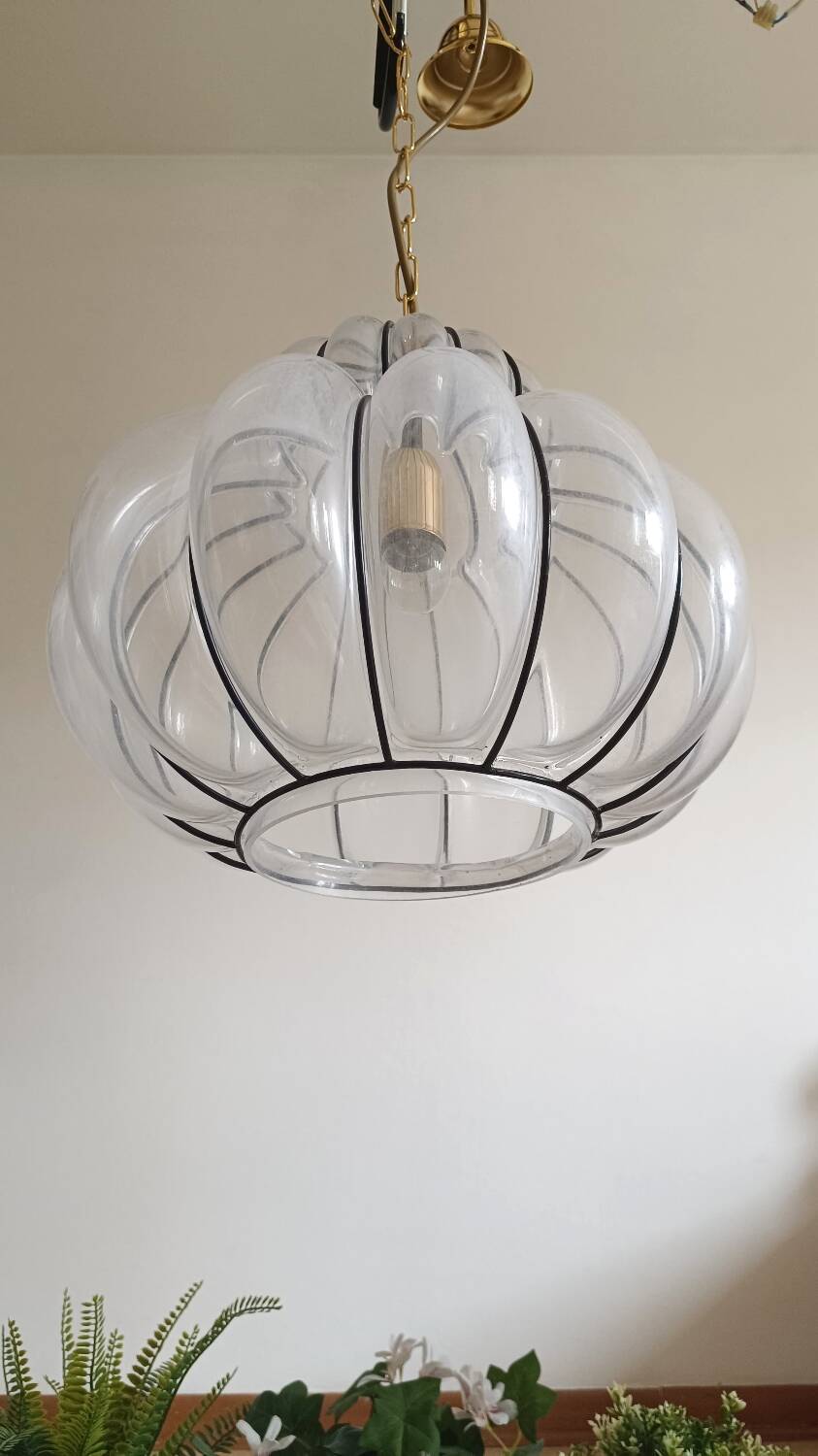 Murano lampe suspendue zucca - soufflé en cage - neuf