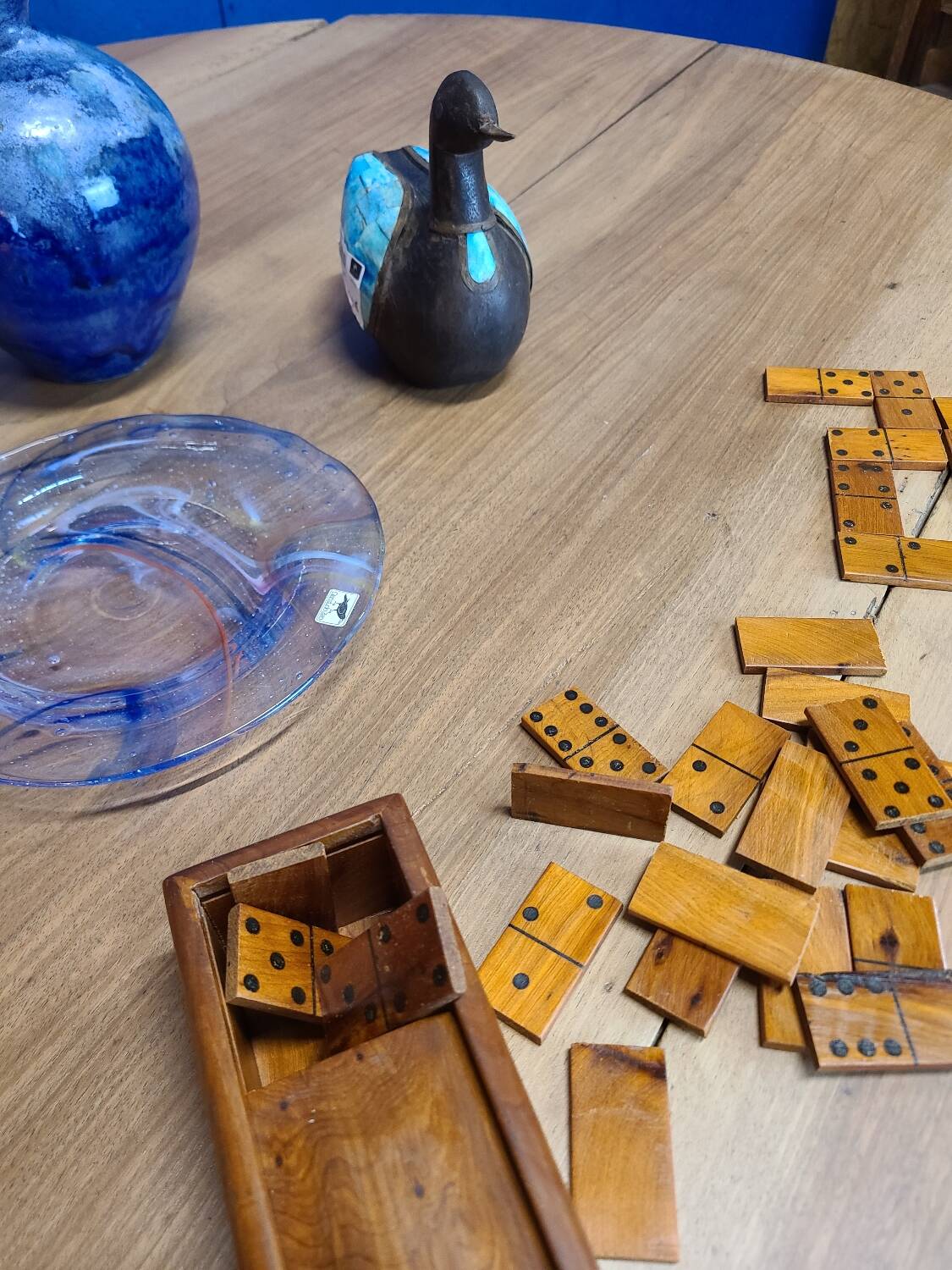 Vintage farmhouse coffee table with flaps