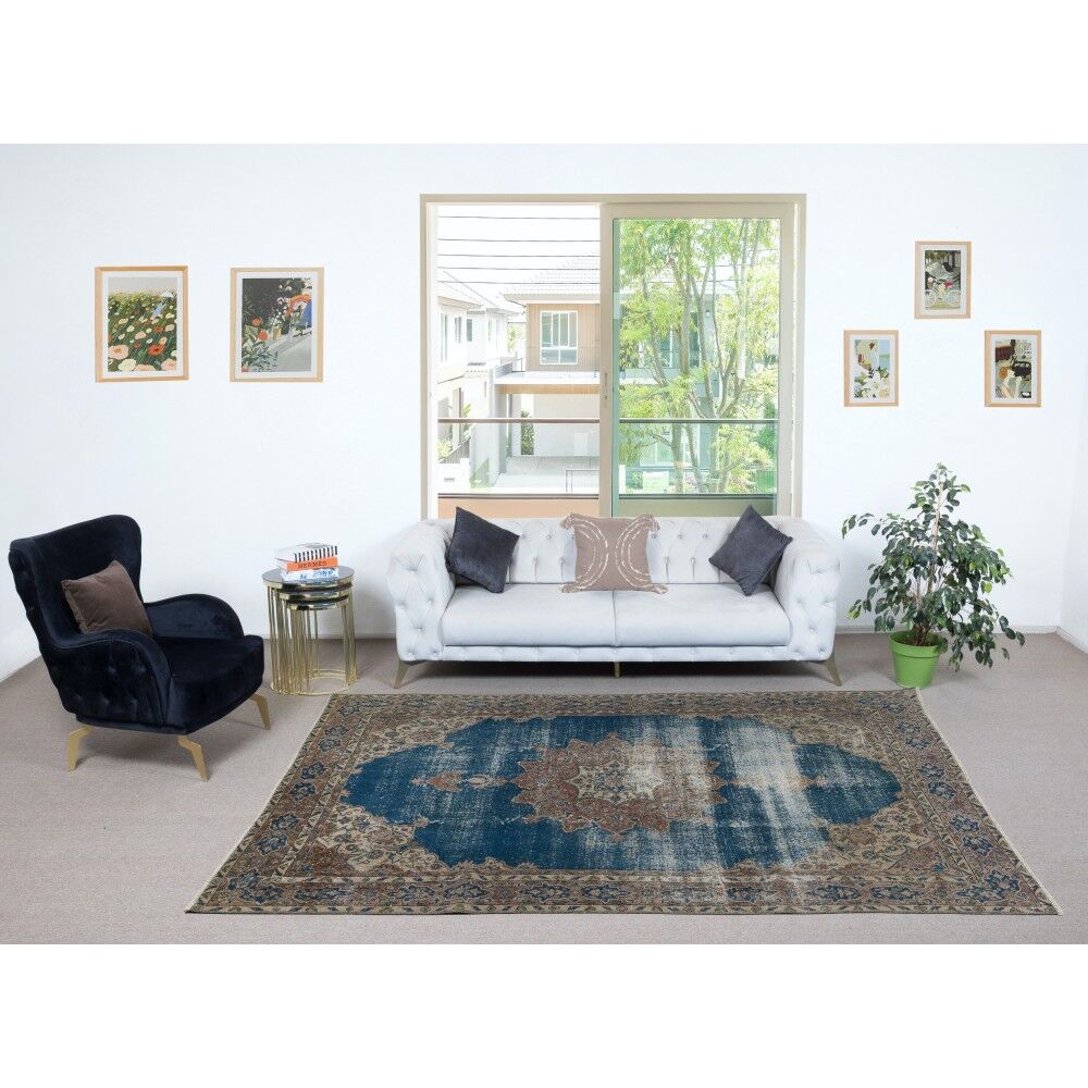 Vintage Handmade Large Area Rug. One of a kind Turkish Carpet