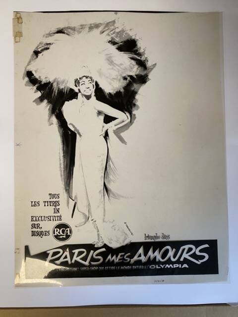 Original gouache of the poster "Paris, My Loves" by Joséphine Baker, 1959 • ART