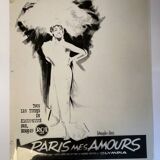 Original gouache of the poster "Paris, My Loves" by Joséphine Baker, 1959 • ART
