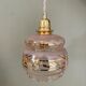Suspension tulipe vintage art déco en verre rose et doré