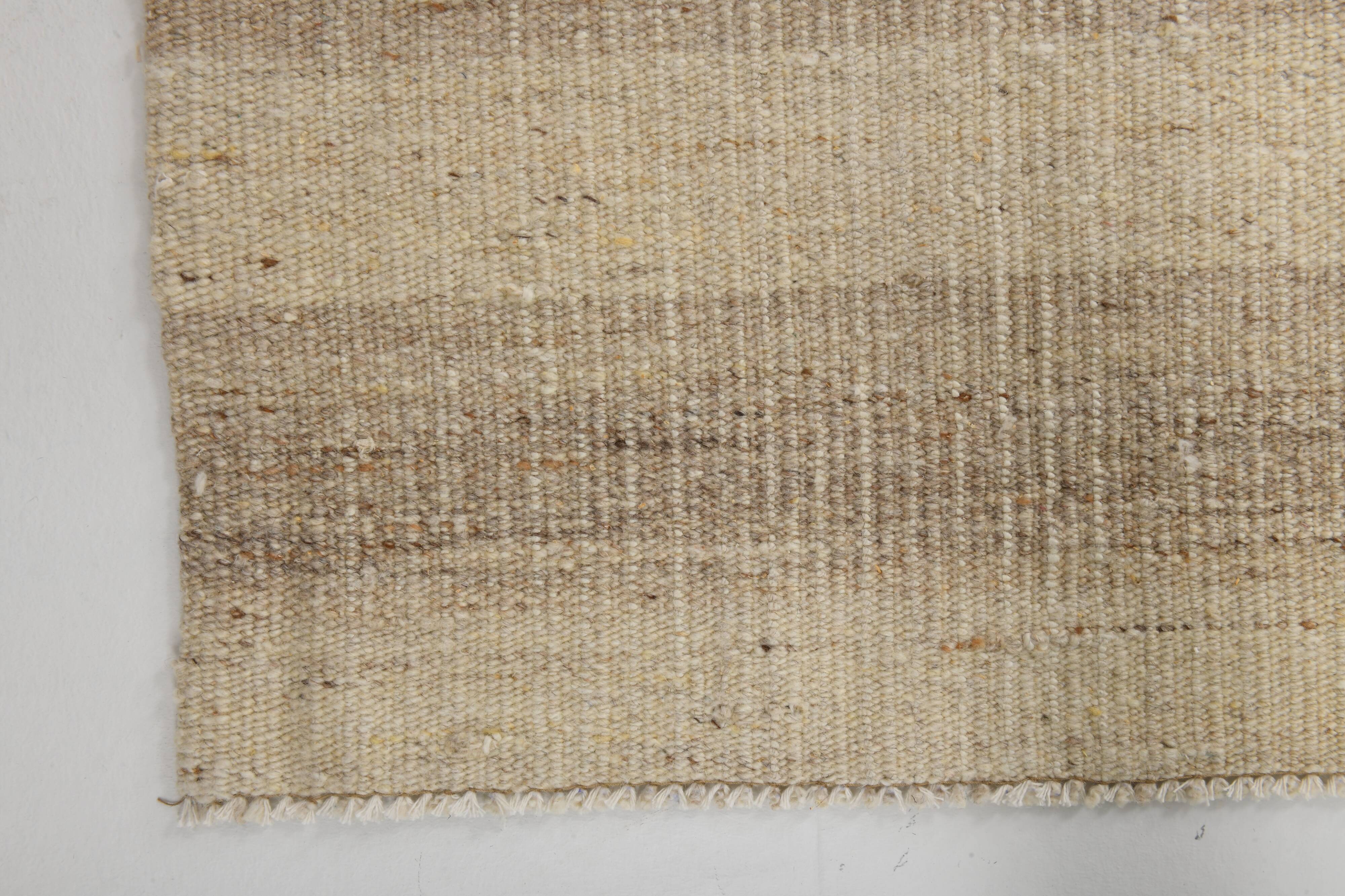 Striped Pattern Brown & Cream Vintage Kilim Rug, 220x300Cm