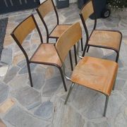 Lot de 4 chaises d'école anciennes
