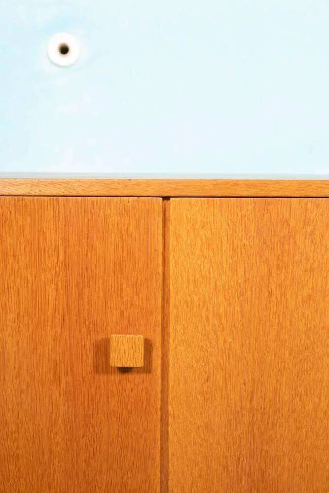 Vintage Scandinavian wall unit in oak veneer – 1960s