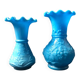 Antique French Opaline Glass Vases: Art Nouveau Floral Pair