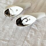 Set of two Small mid-century bakelite & glass wall lamps by Bo Niko Belgium, 1960s