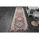 1970s Vintage Turkish Oushak Handmade Wool Cotton Orange Runner Rug 89x319