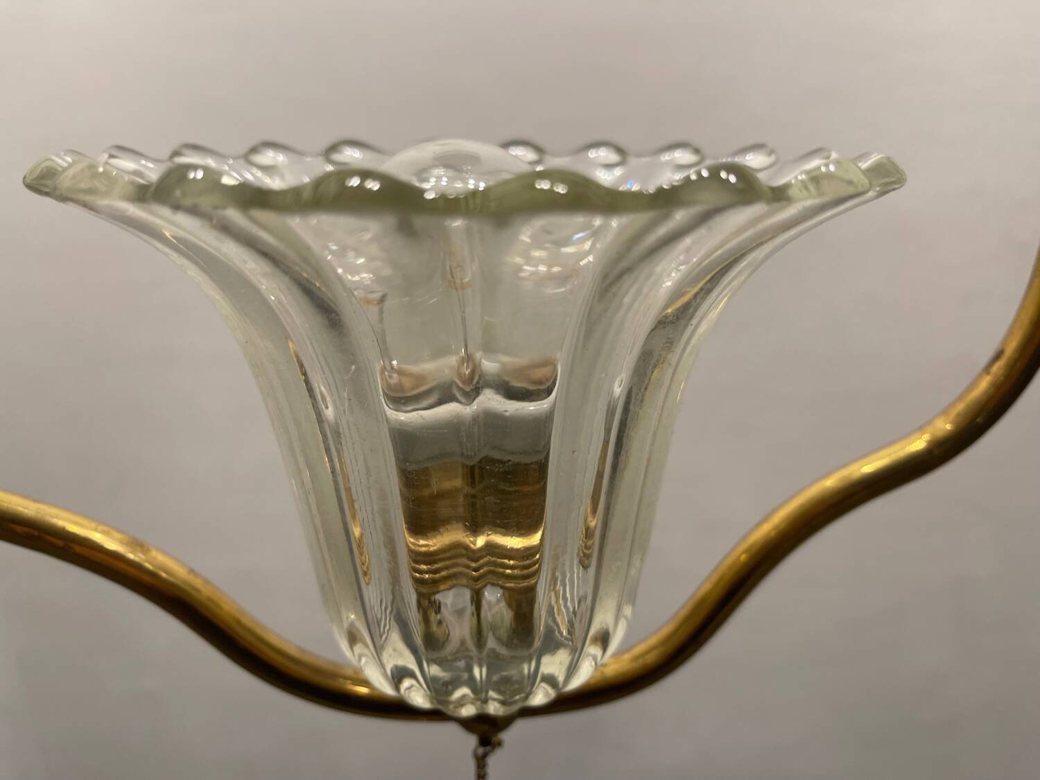 Murano Glass Brass Light Pendant 1950’s