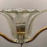 Suspension lumineuse en laiton et verre de Murano années 1950