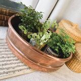 Oval hammered copper planter
