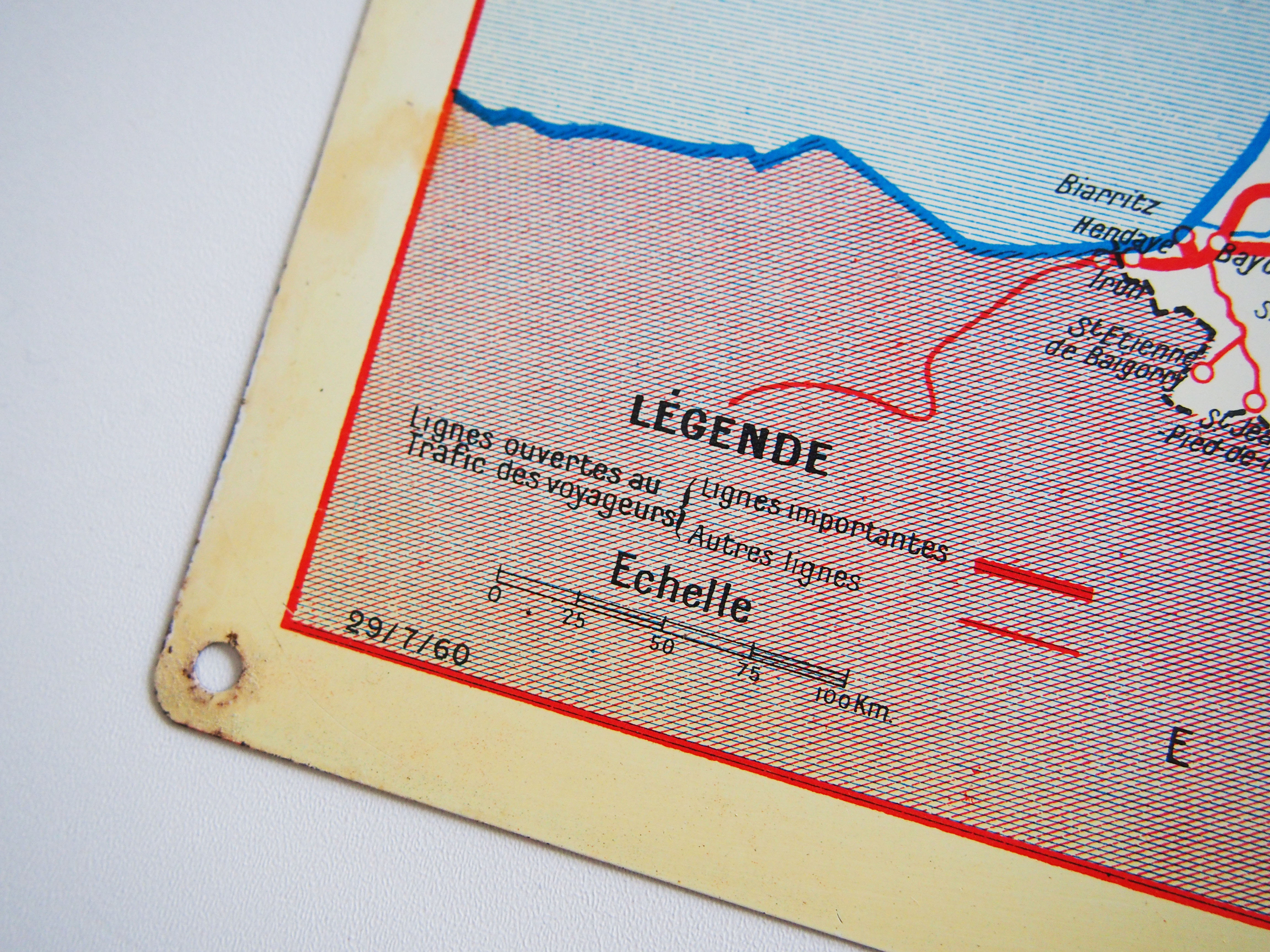 Carte de France en métal sncf