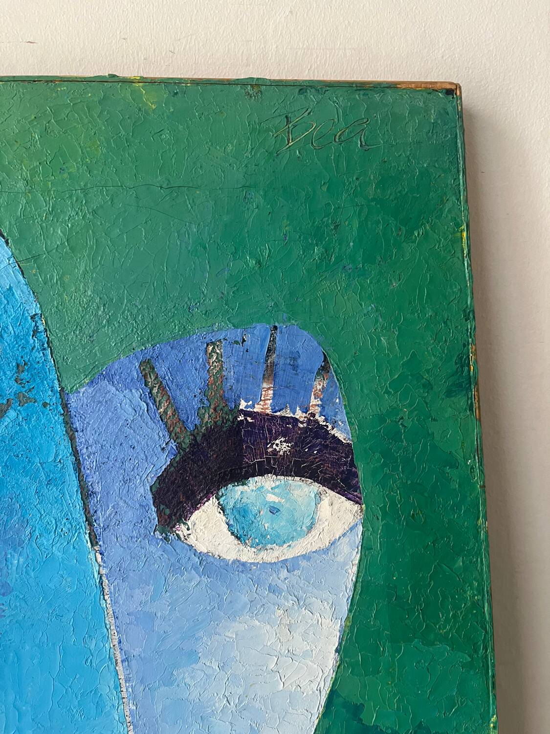 Portrait of a woman, modern abstract, oil on canvas signed 1992.