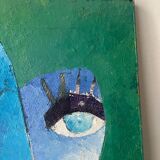 Portrait of a woman, modern abstract, oil on canvas signed 1992.