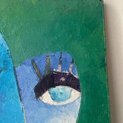 Portrait of a woman, modern abstract, oil on canvas signed 1992.