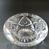 Bohemian cut crystal ashtray/pocket tray. Star/cross-hatched motifs.