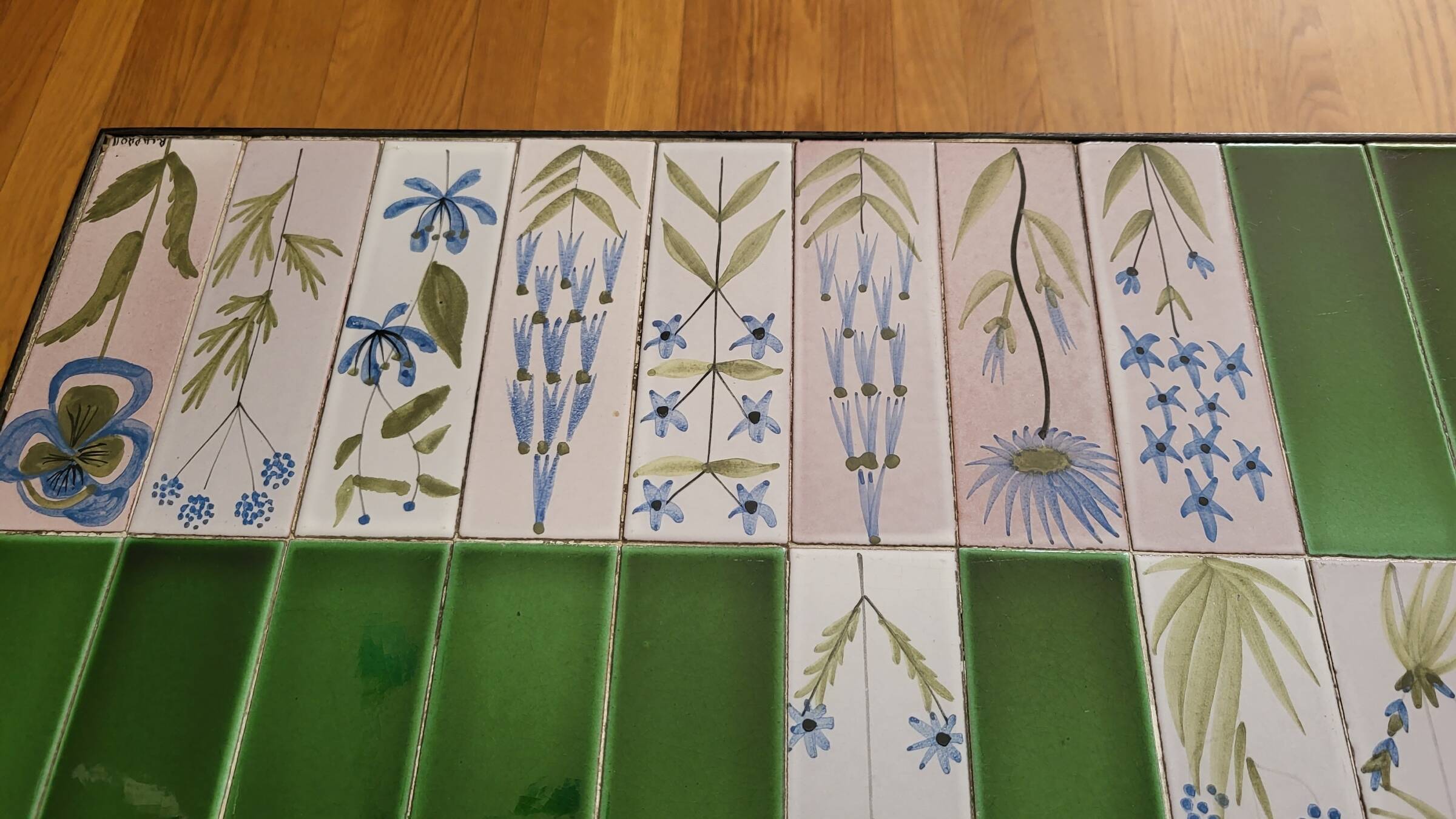 Roger Capron table in glazed green ceramic, France, vintage design.