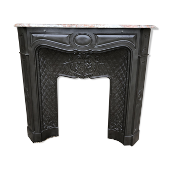 Parisian iron fireplace industrial metal marble