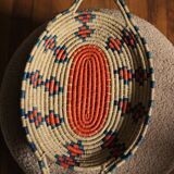 Plateau ovale souple vannerie vintage couleurs