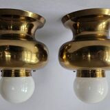 Pair of Brass Flush Mounts, Italy, 1970s