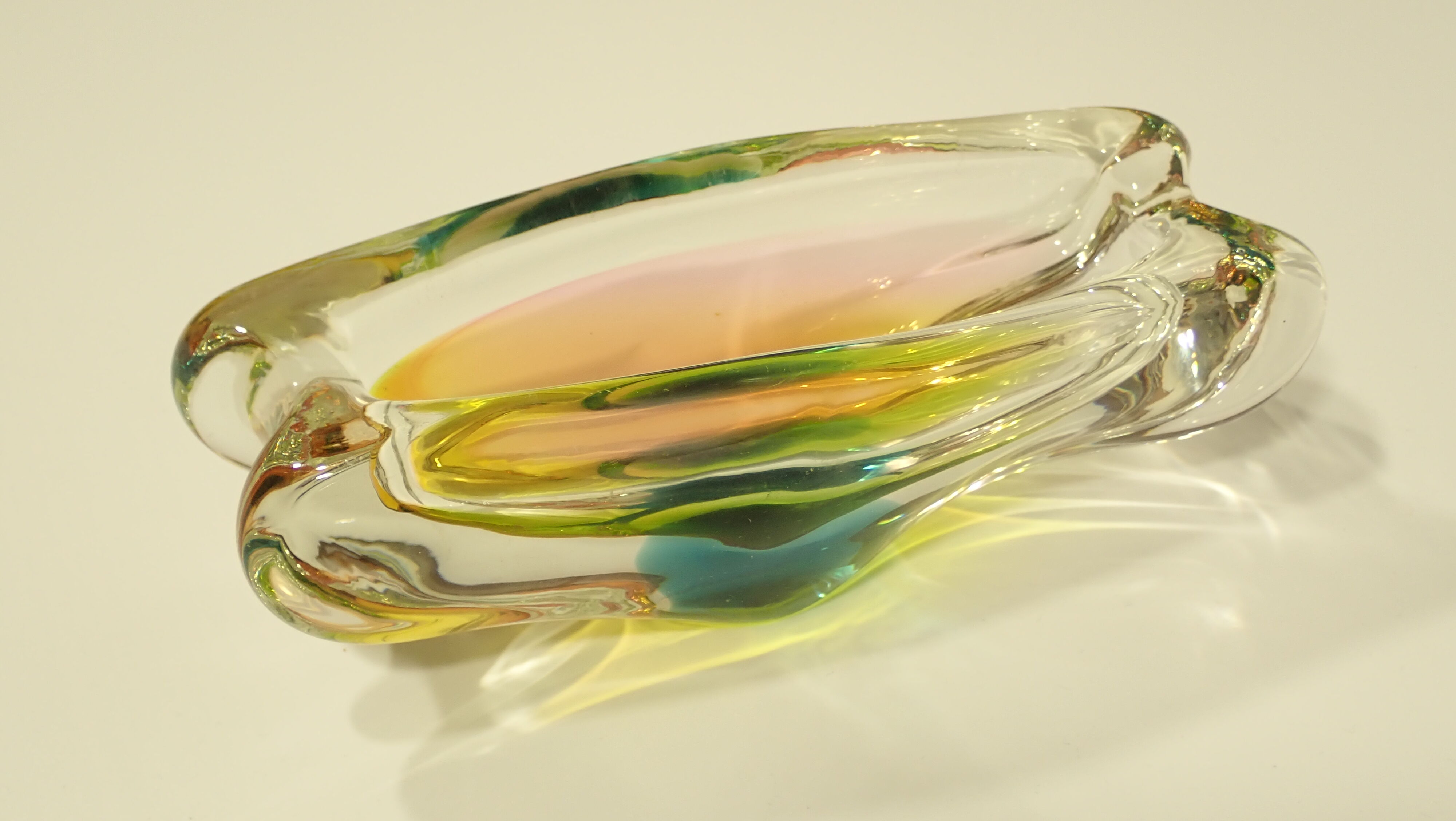 Mid-century cigar ashtray by Josef Hospodka 1950's, heavy crystal metallurgical glass