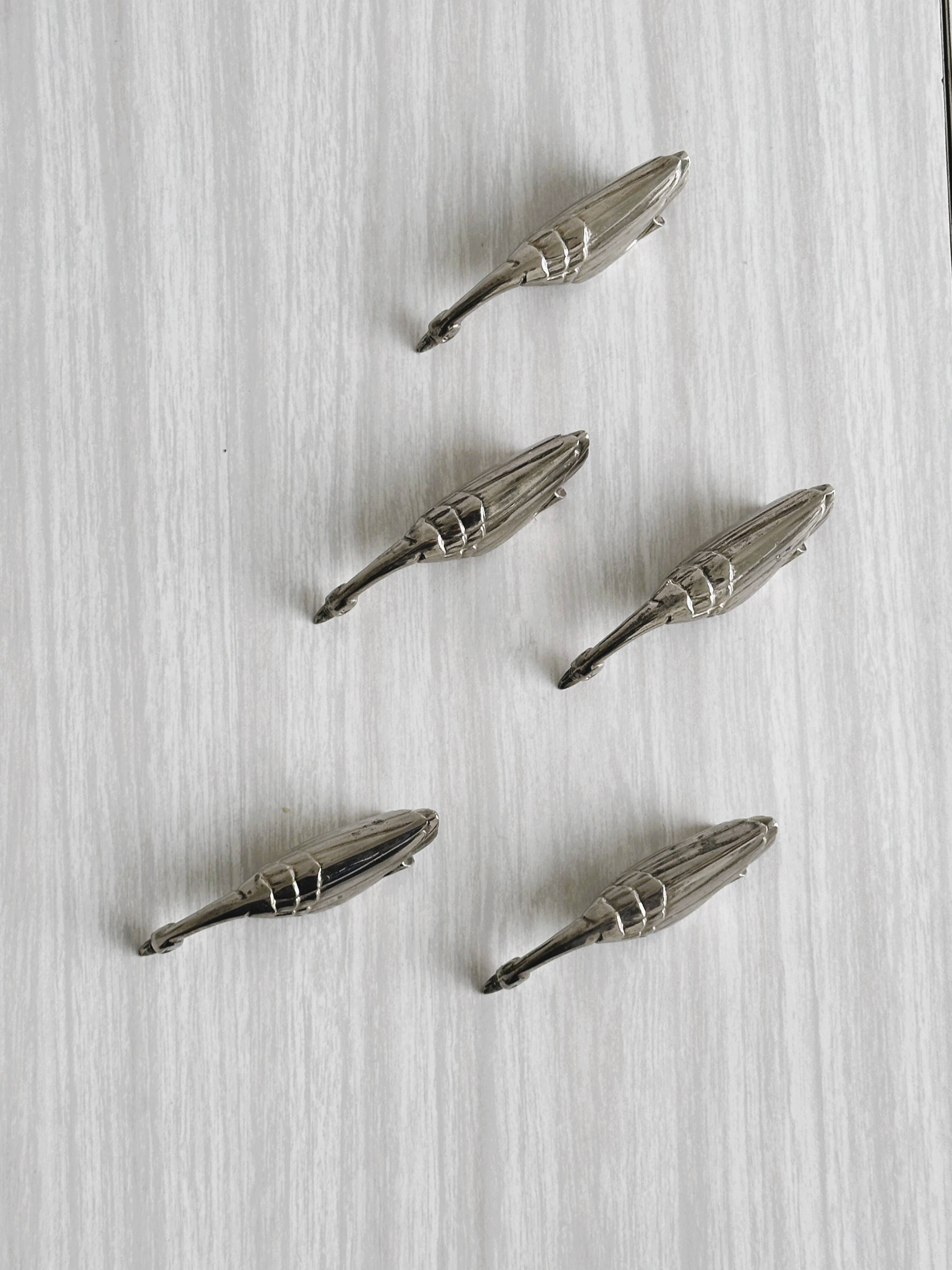 Set of 5 antique goose-shaped knife rests