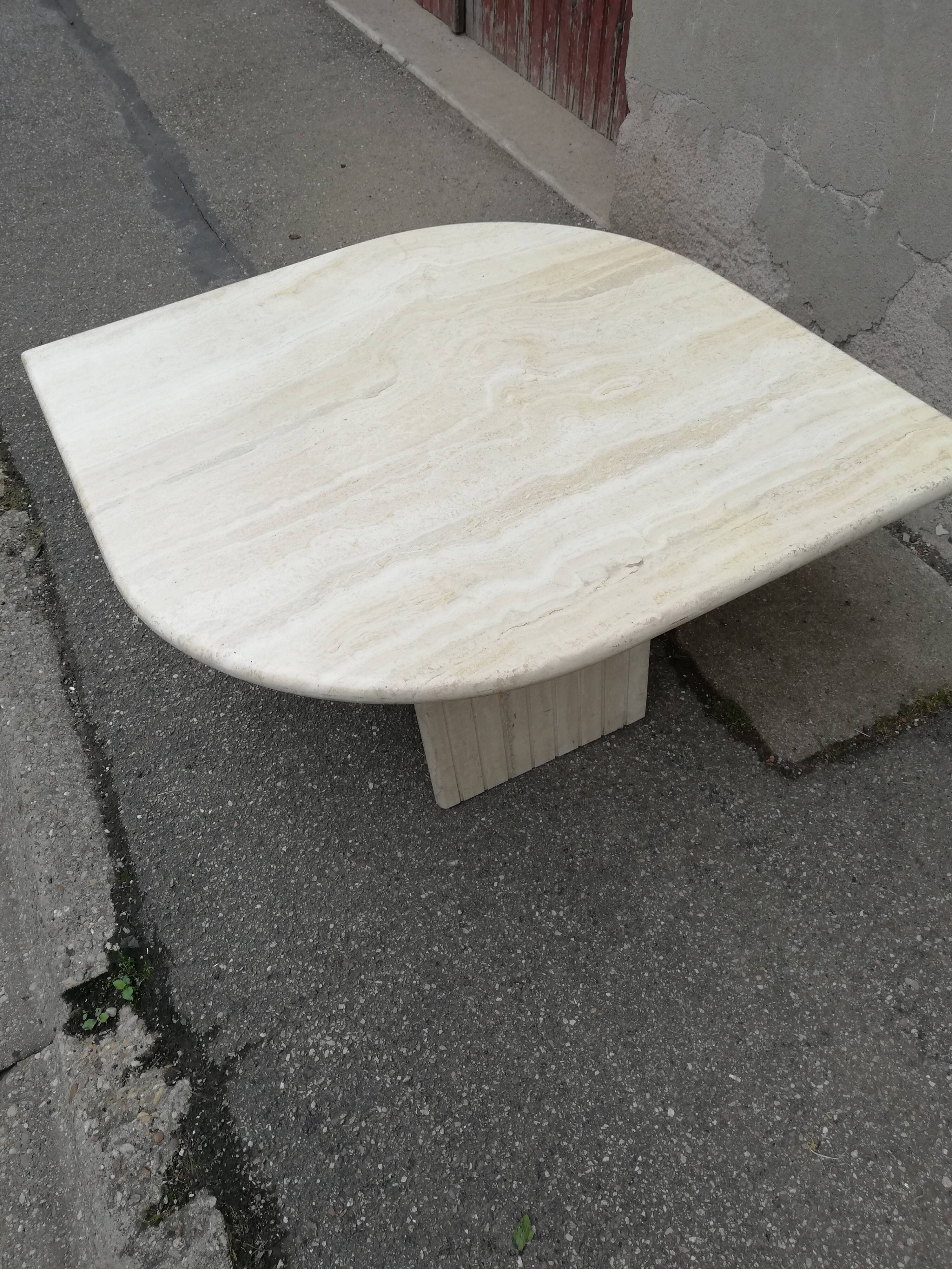 Travertine diamond coffee table