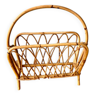 Porte-revue rotin bambou vintage