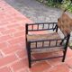 Modernist armchair in wood and braided rope, vintage 1950