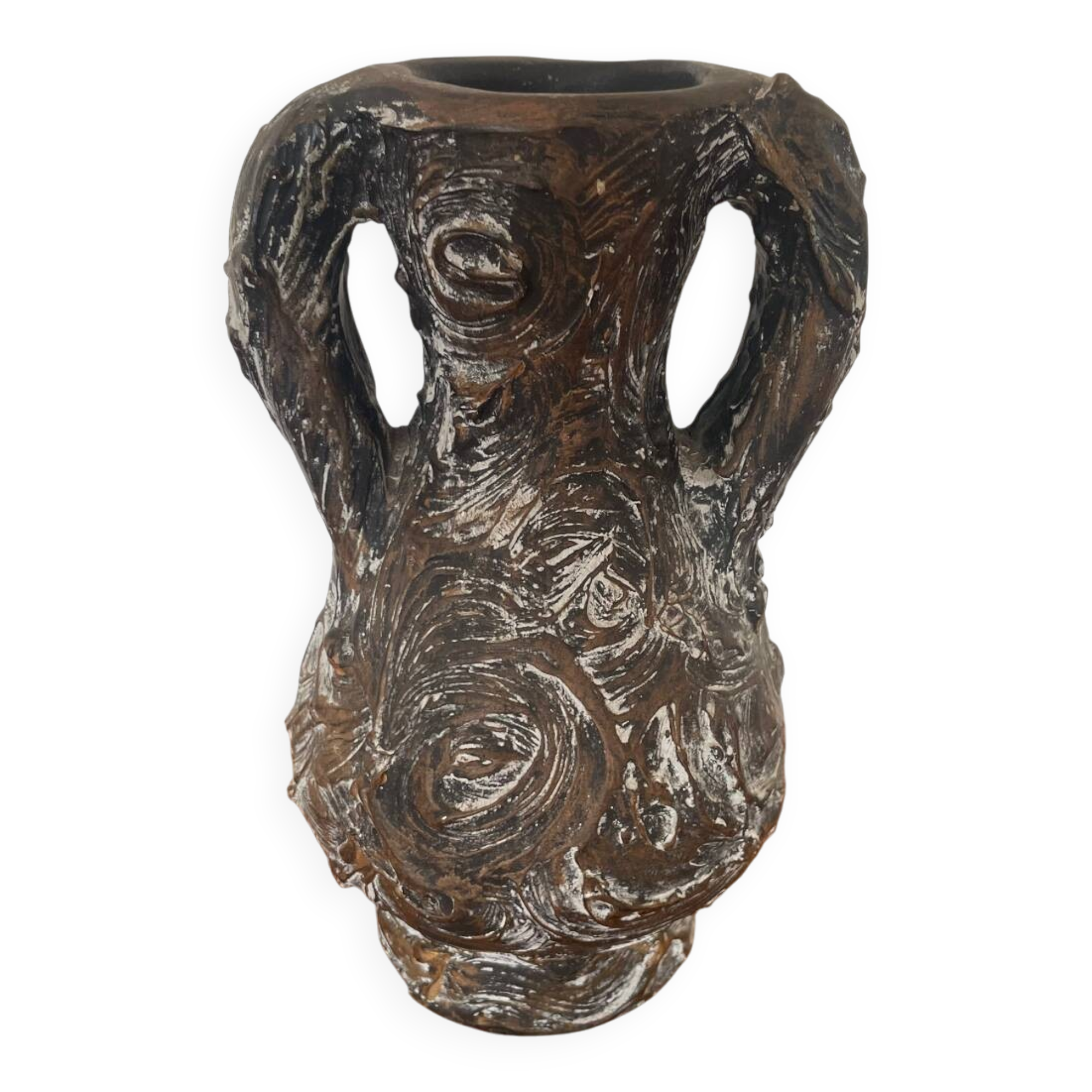 Brown ceramic vase from Vallauris, 1960s/70s