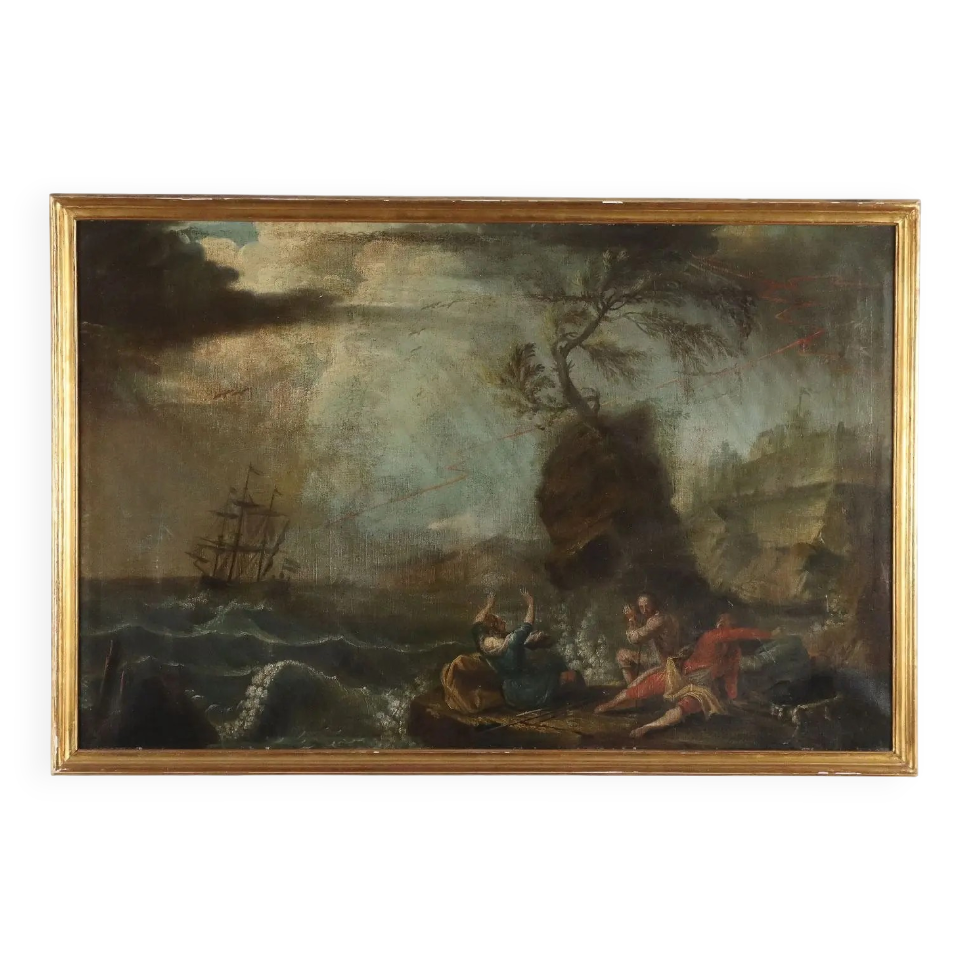 Old oil painting on canvas, French school, 18th century