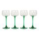 Set of 4 Vintage Luminarc Alsace Wine Glasses Narrow Green Stems