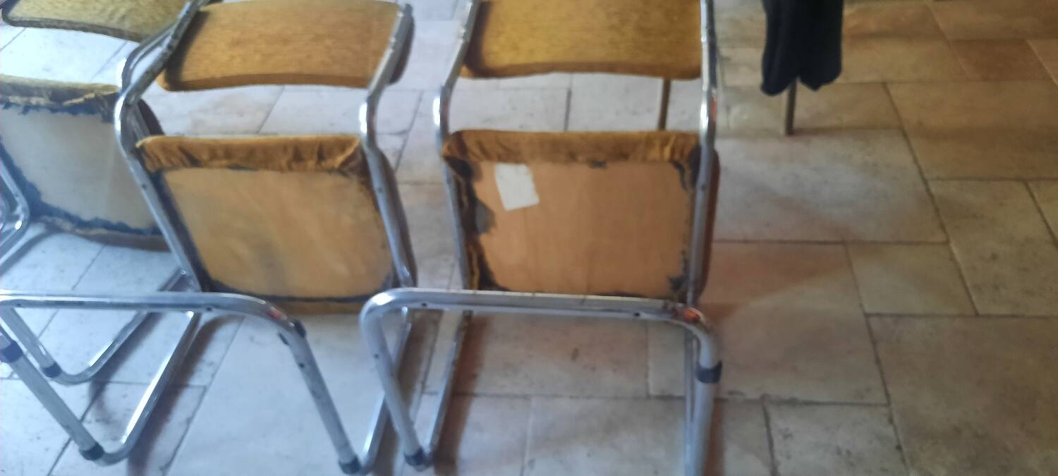 Lot de 4 chaises tubulaire chromé vintage