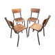 Set of 4 industrial chairs vintage school communities mullca 60s