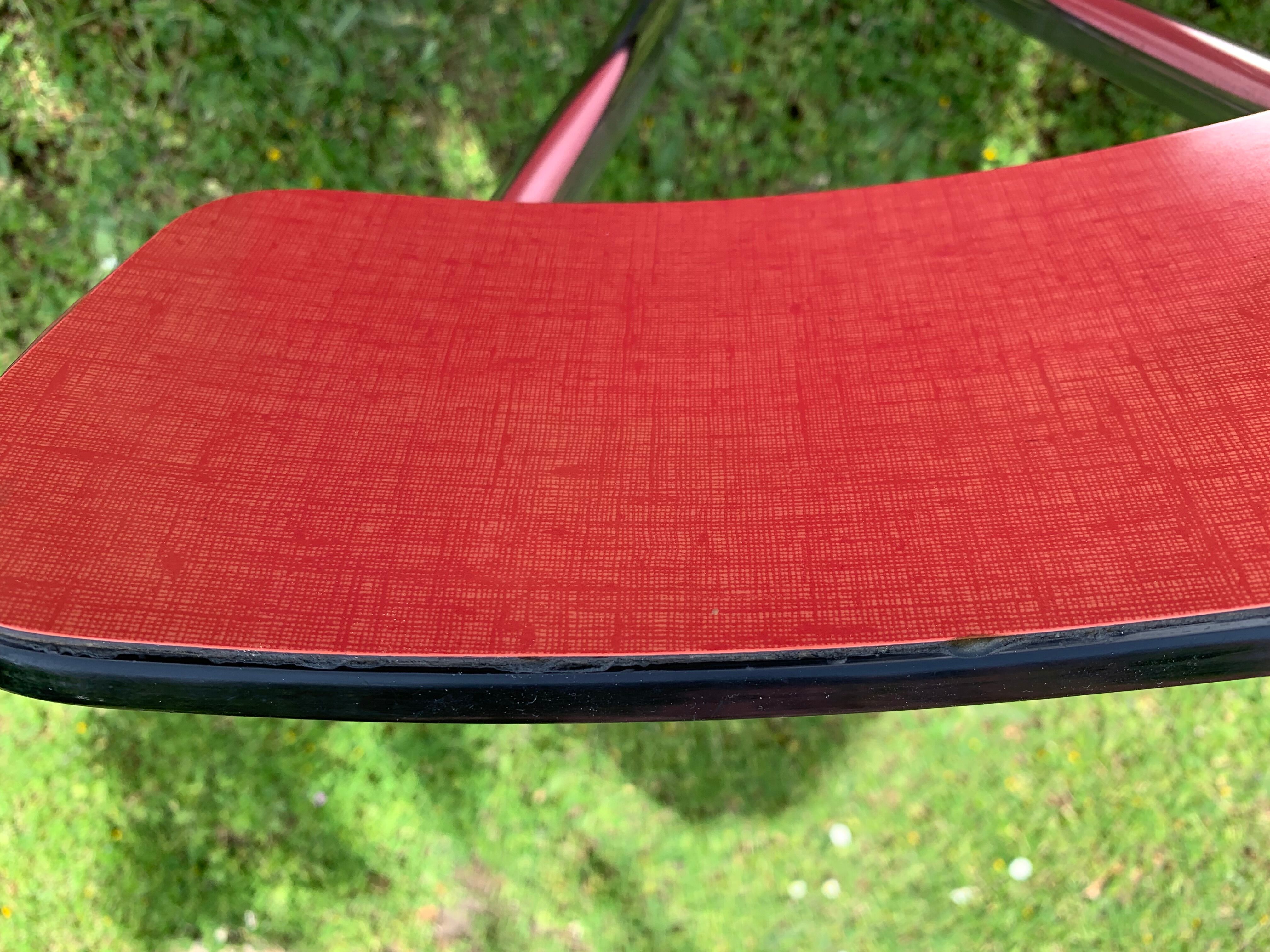 Formica table with 2 chairs and 2 stools