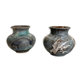 Set of 2 Pottery Vases Fat Lava Abstract Designed by Ruscha, Germany, 1960s