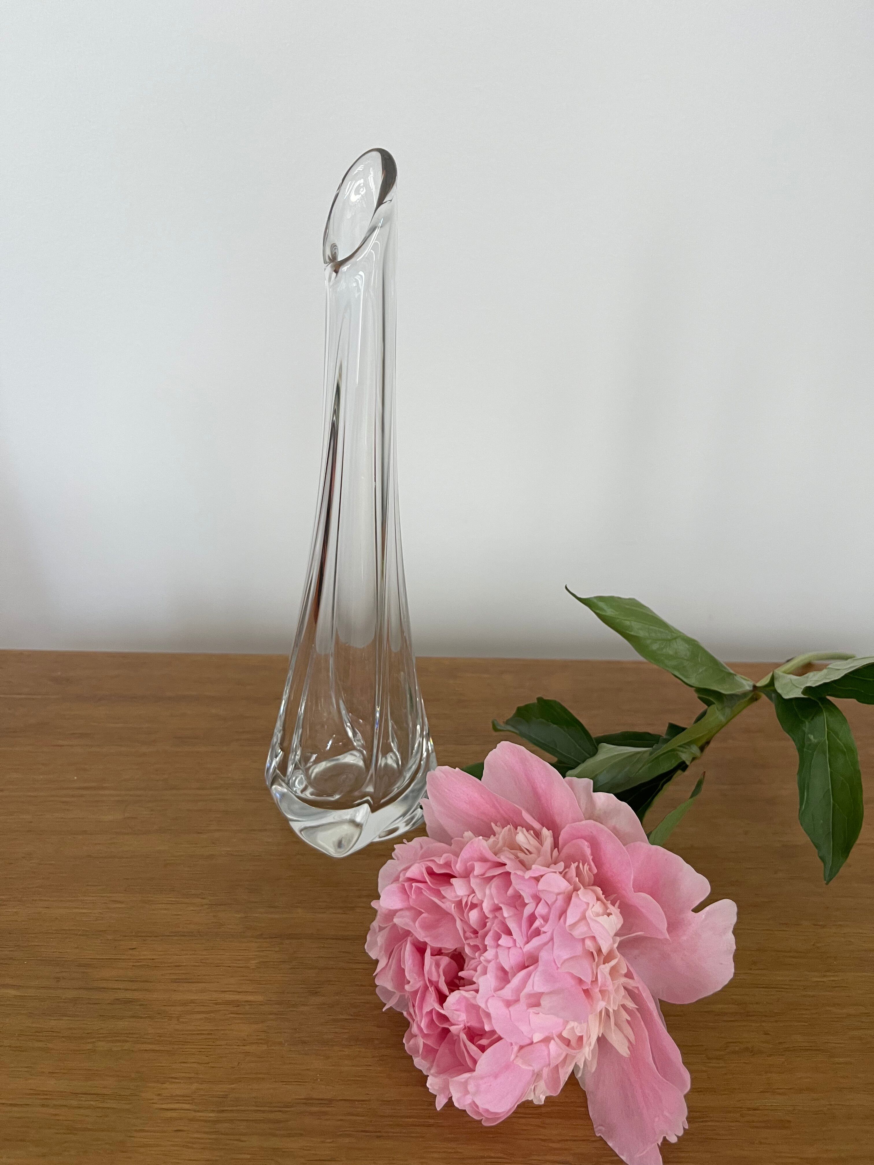Soliflore vase H27cm signed Cristallerie Lorraine