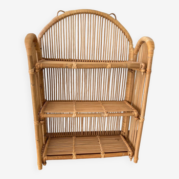 Vintage foldable rattan wall shelf