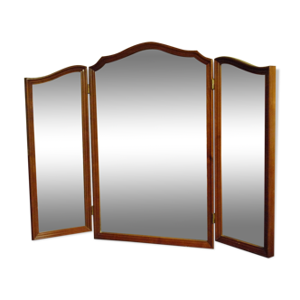 Miroir triptique ancien merisier 88x103cm