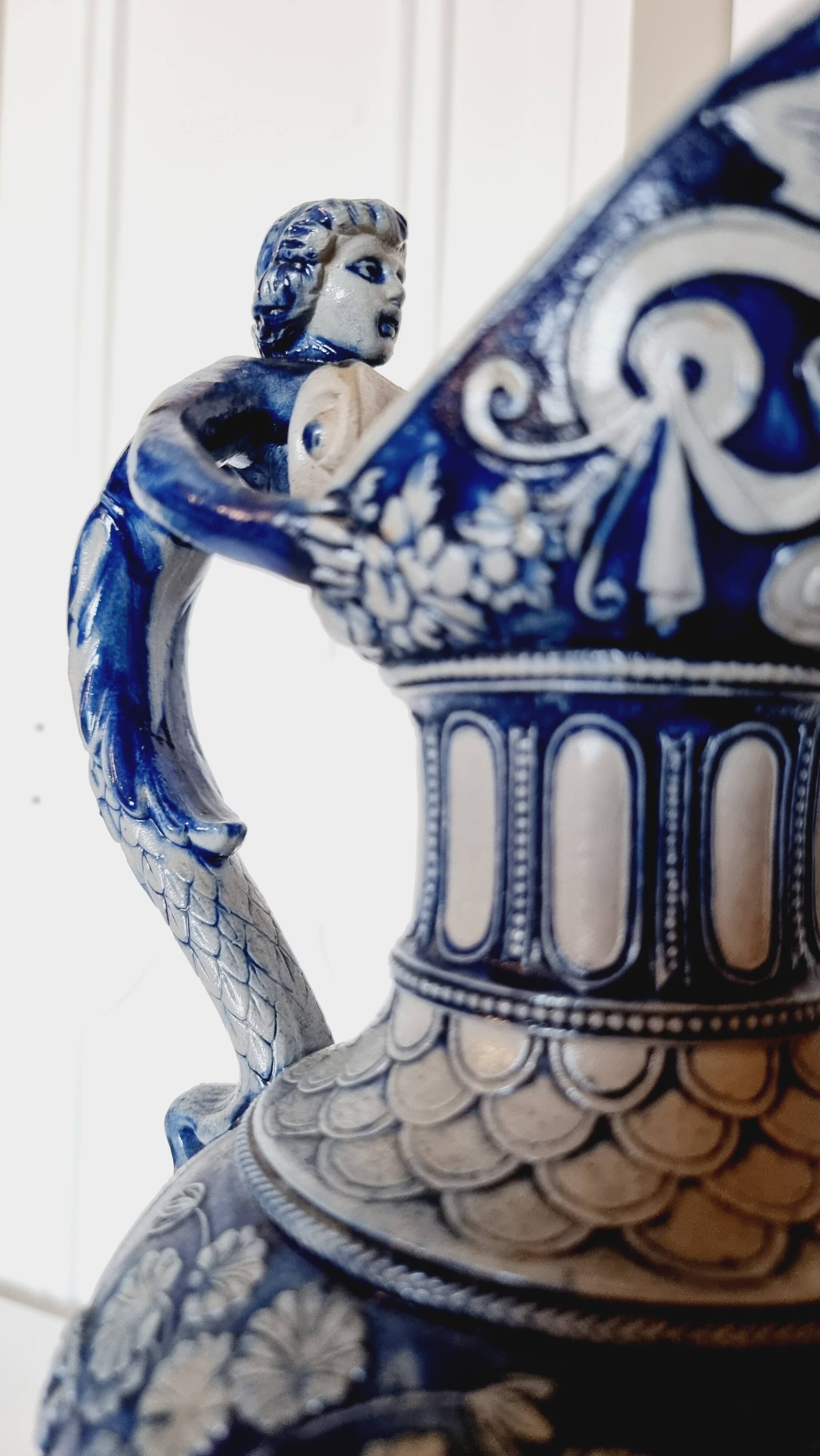 salt-glazed stoneware jug in German style, made by the prestigious house