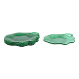 Aesthetic Movement Emerald Green Glass Leaf Plates