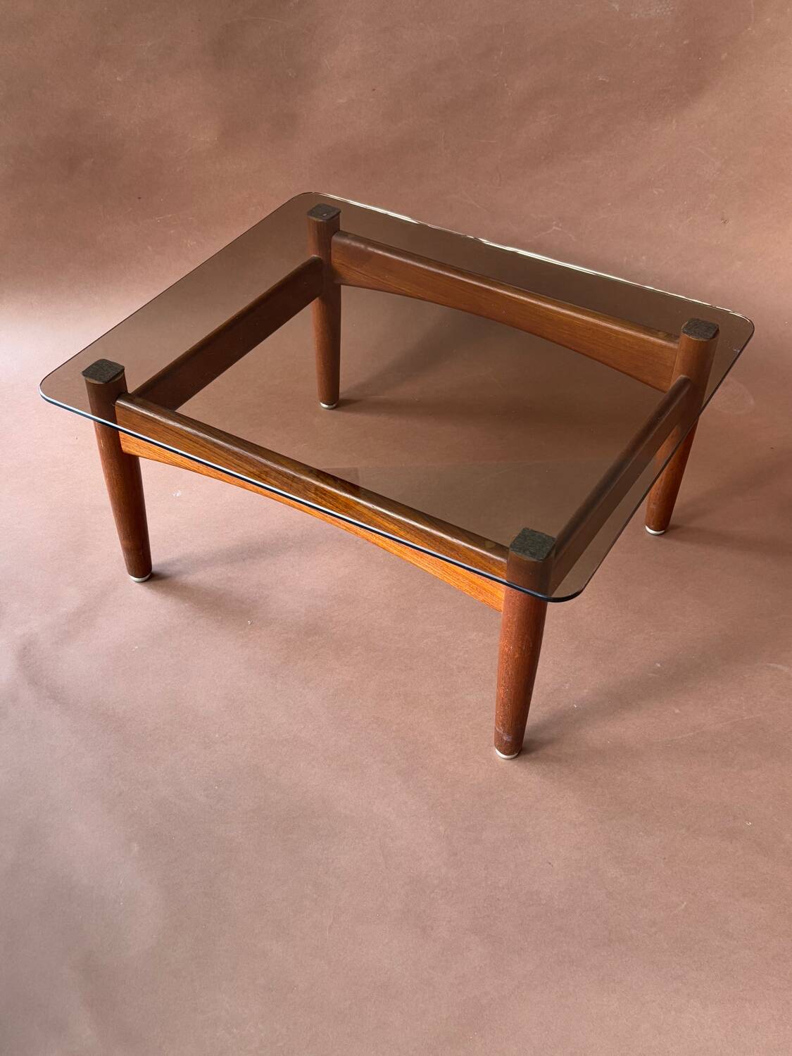 Scandinavian teak and smoked glass coffee table 1970